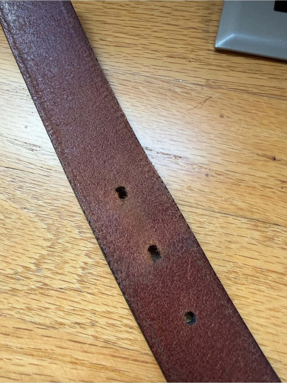 Allen Edmonds Two-Tone Brown and Black Leather Belt with Brass Buckle